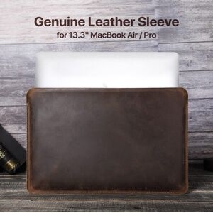 Brand New Top Grain Leather 13.3" Slim Laptop Sleeve Protector up to 13.3"